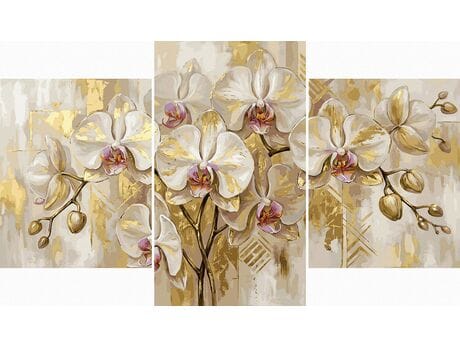 Delikatne kwiaty storczykowe Tryptyk 70x120 cm malowanie po numerach