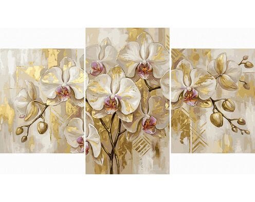 Delikatne kwiaty storczykowe Tryptyk 70x120 cm