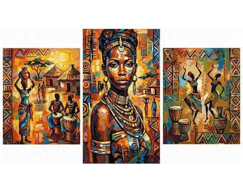 Słoneczne afrykańskie klimaty Tryptyk 70x120 cm