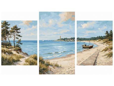 Bałtyckie fale Tryptyk 70x120 cm malowanie po numerach