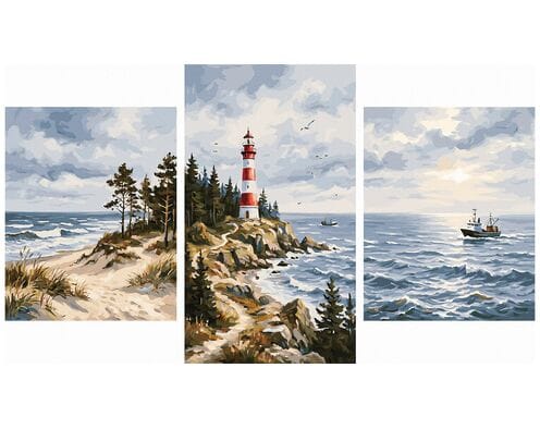 Latarnia nad Bałtykiem Tryptyk 70x120 cm