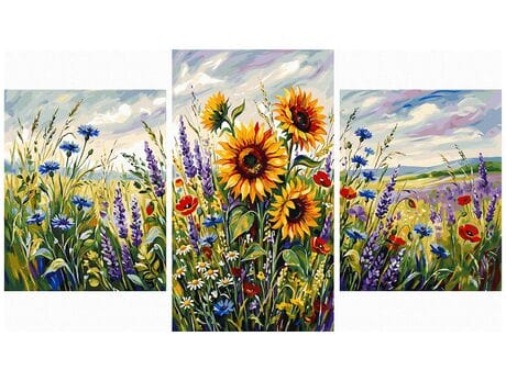 Rozhuśtane polnym wiatrem Tryptyk 70x120 cm malowanie po numerach