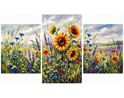 Rozhuśtane polnym wiatrem Tryptyk 70x120 cm