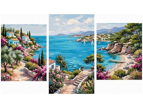Francuska Riwiera Tryptyk 70x120 cm malowanie po numerach