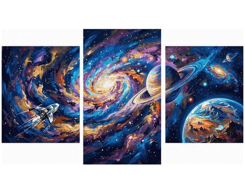 Podróże po wszechświecie Tryptyk 70x120 cm