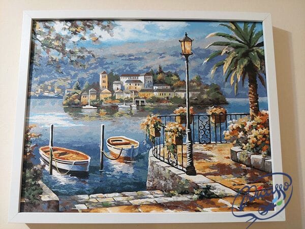 Łodzie na molo 40x50cm