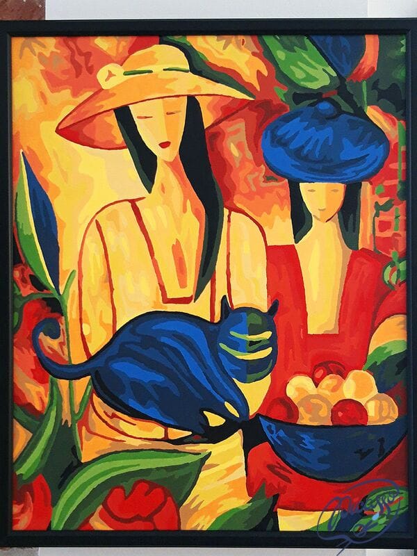 Kobieta i kot 40x50cm